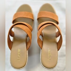 New J. Crew Tan Wedge Sandals